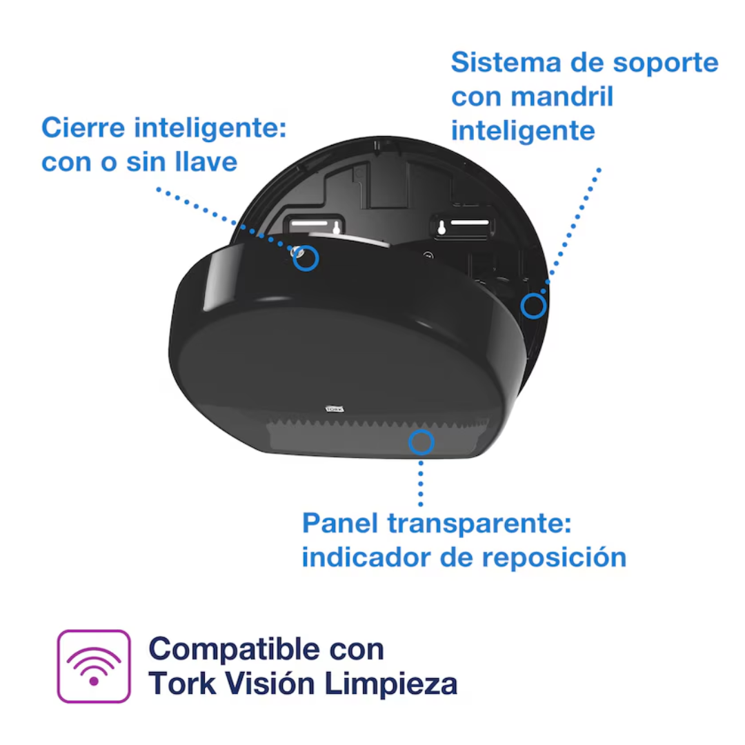 DISPENSADOR TORK® PH MINI-JUMBO NEGRO 555008